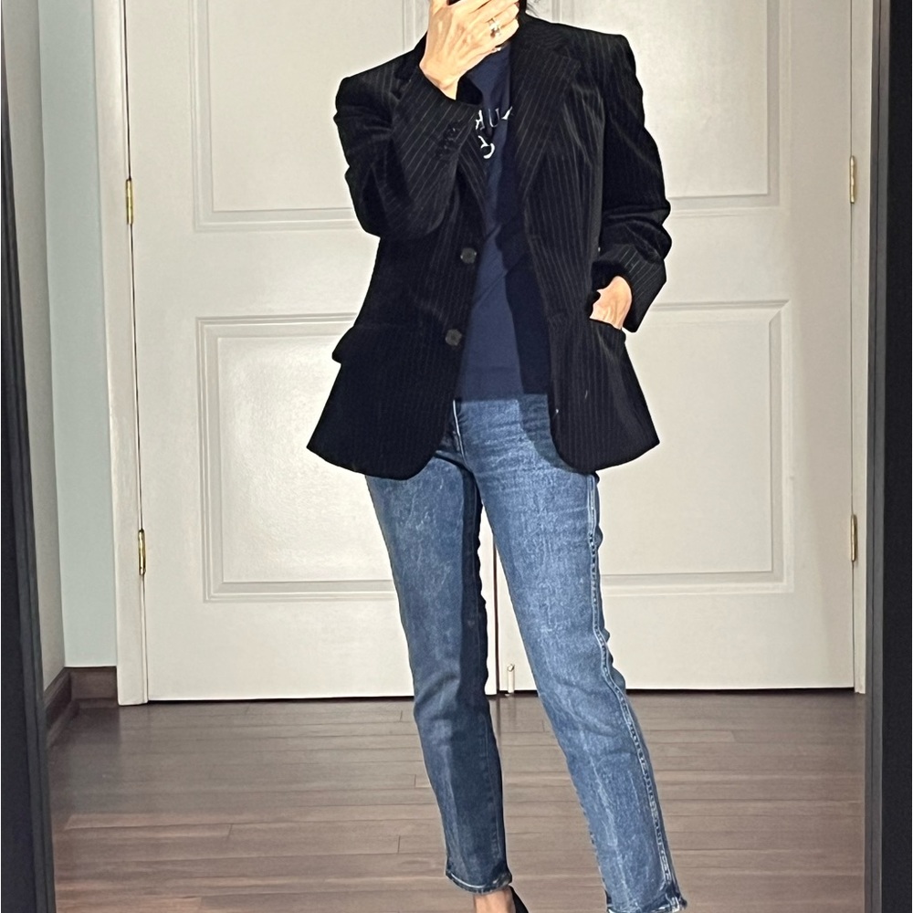 Lauren Ralph Lauren velvet pinstripe jacket blazer size P/M